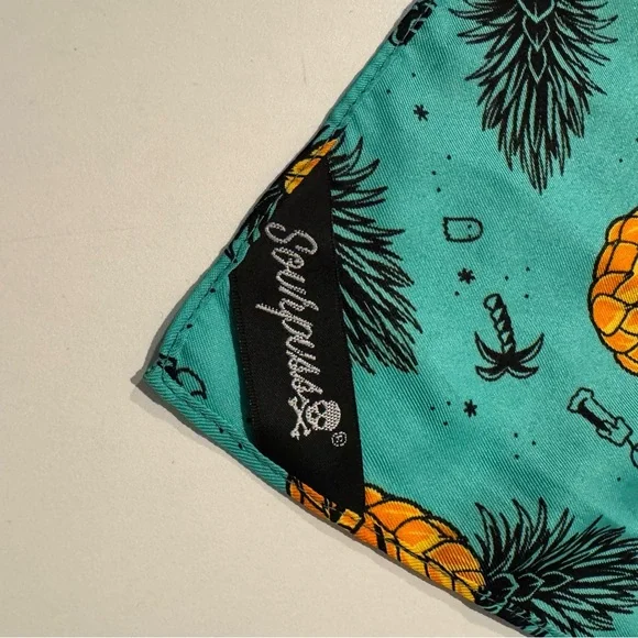 Sourpuss Spooky Pineapple Jill-O-Lantern Print Neck Scarf/Bandana - Picture 2 of 2